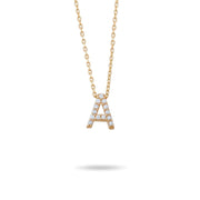 14ct Gold A Initial Necklace, Cubic Zirconia Personalised Pendant, Alphabet Letter Jewellery, Hallmarked - Kolié