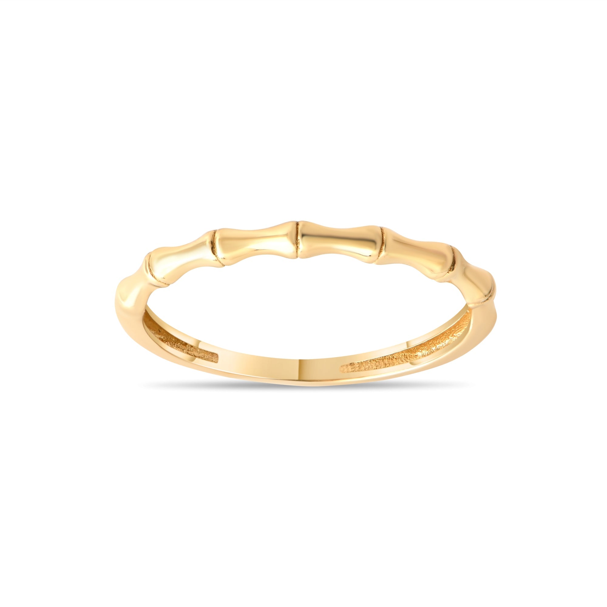 14ct Gold Bamboo - Style Ring – Size N - Kolié Fine Jewellery