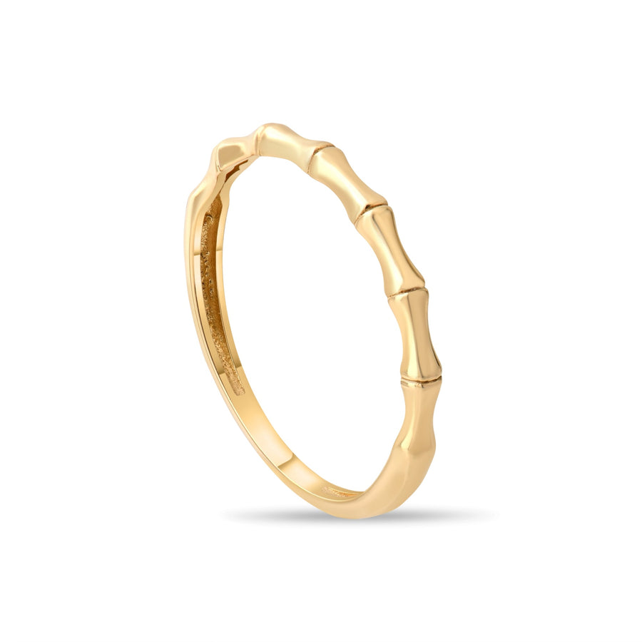 14ct Gold Bamboo - Style Ring – Size N - Kolié Fine Jewellery