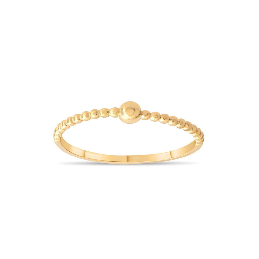 14ct Gold Beaded Ring with Centre Bead – Size M - Kolié Fine Jewellery