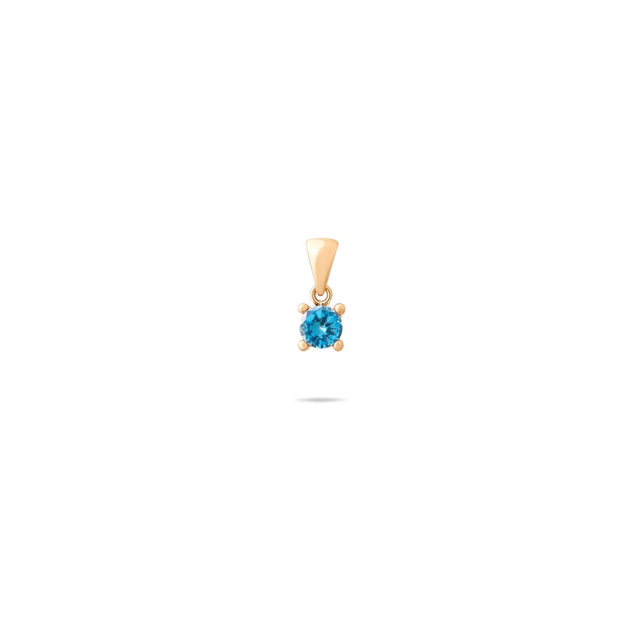 14ct Gold Birthstone Pendant Necklace, Tiny Cubic Zirconia Charm, Personalised Gift for Her - Kolié