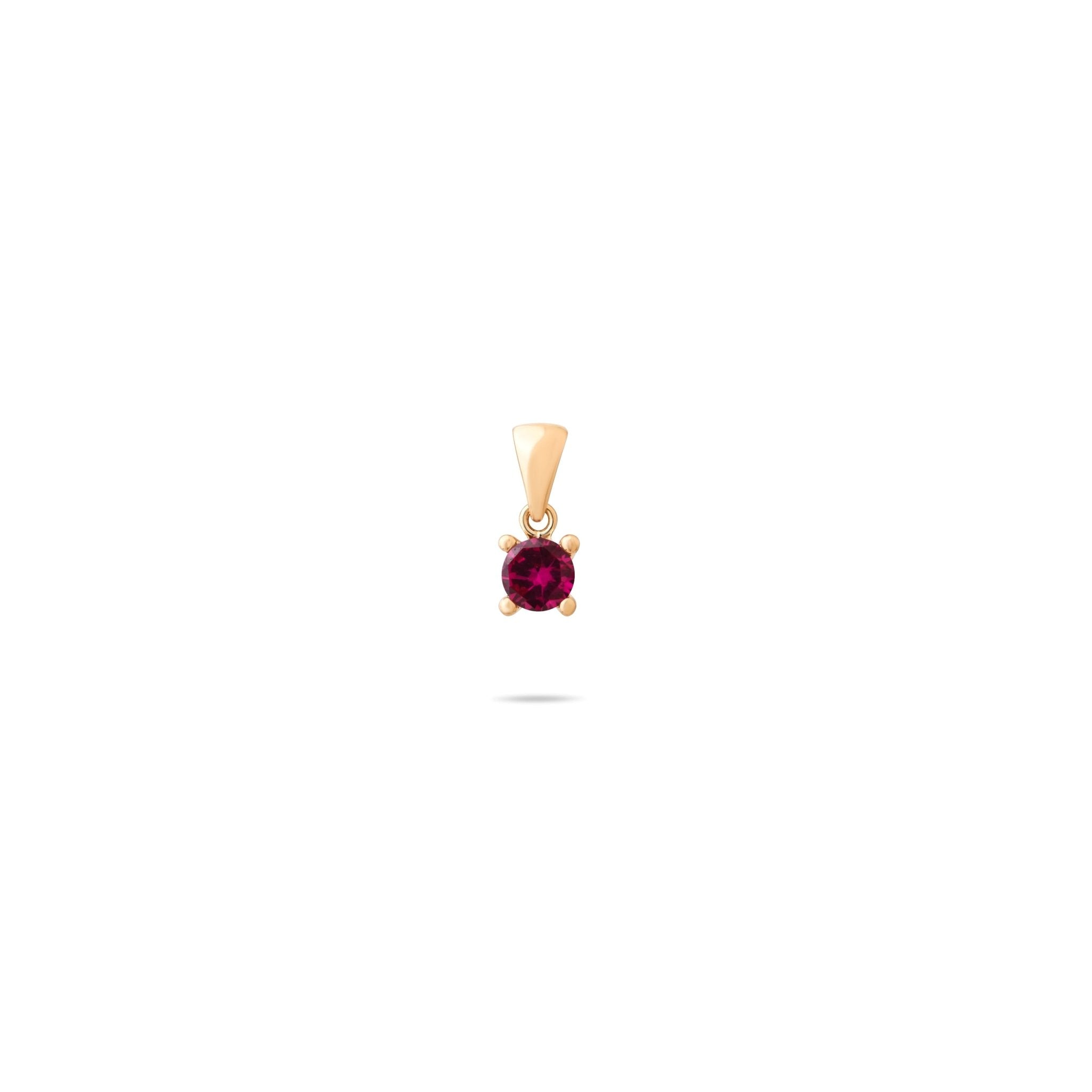 14ct Gold Birthstone Pendant Necklace, Tiny Cubic Zirconia Charm, Personalised Gift for Her - Kolié