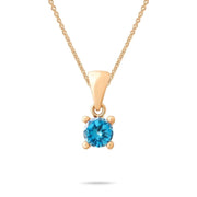14ct Gold Birthstone Pendant Necklace, Tiny Cubic Zirconia Charm, Personalised Gift for Her - Kolié