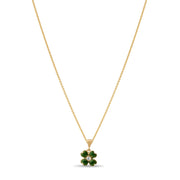 14ct Gold Clover Pendant for Girls | Green Enamel & Cubic Zirconia | Lucky Charm | Pendant Only - Kolié