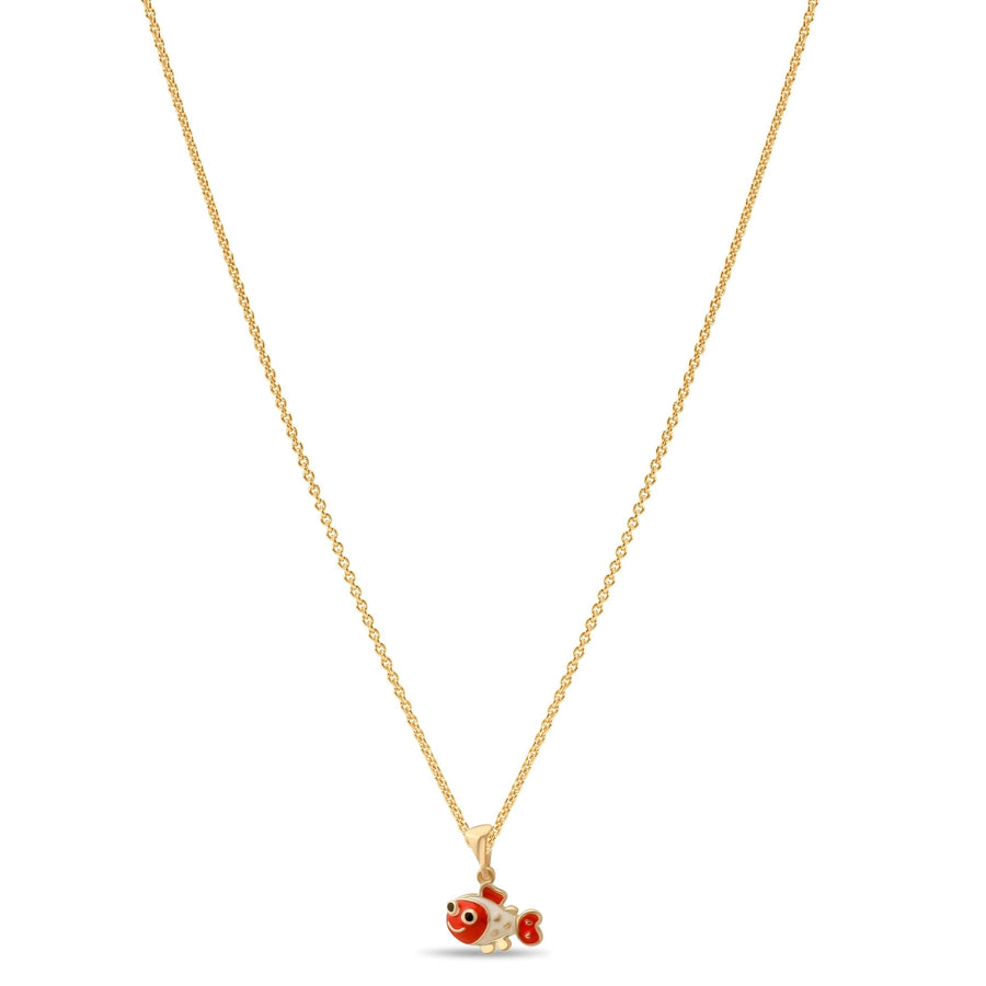 14ct Gold Clownfish Pendant for Girls | Red Enamel Charm | Pendant Only - Kolié