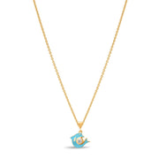 14ct Gold Dolphin Pendant with Blue Enamel - Pendant Only - Kolié