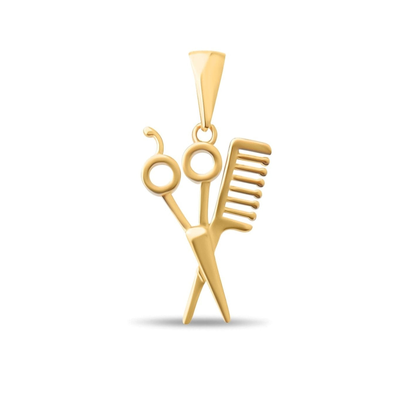 14ct Gold Hairdresser Pendant – Scissors & Comb Charm - Pendant Only - Kolié