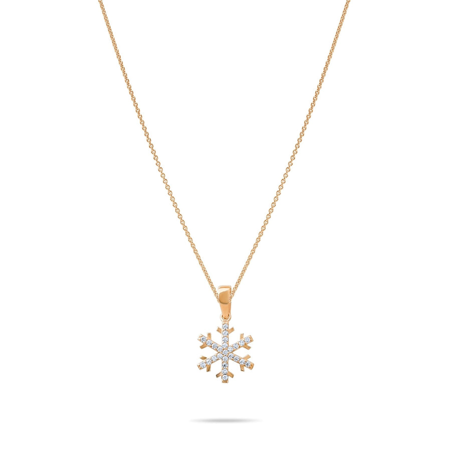 14ct Gold Snowflake Pendant – Christmas Gift, Festive Jewellery - Pendant Only - Kolié