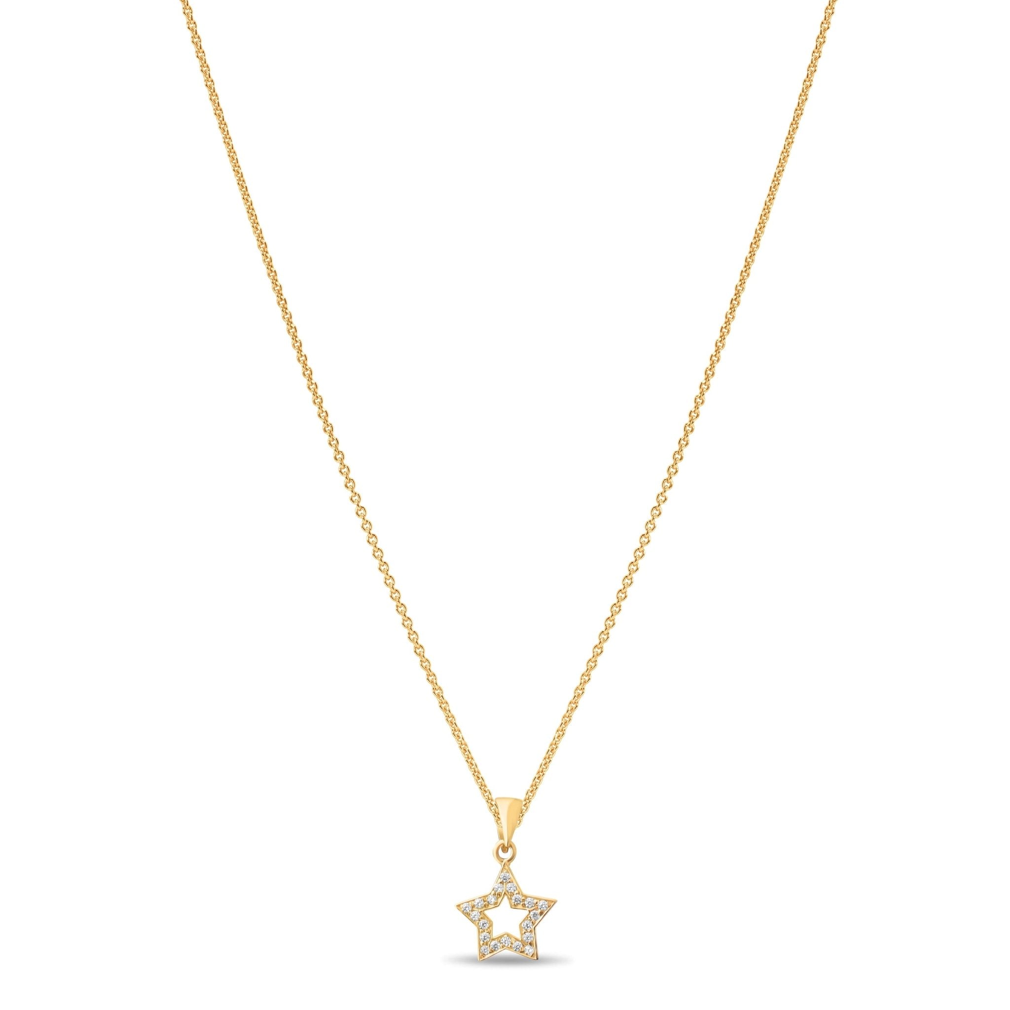 14ct Gold Star Pendant with CZ, Dainty Star Pendant, Gift for Women - Pendant Only - Kolié