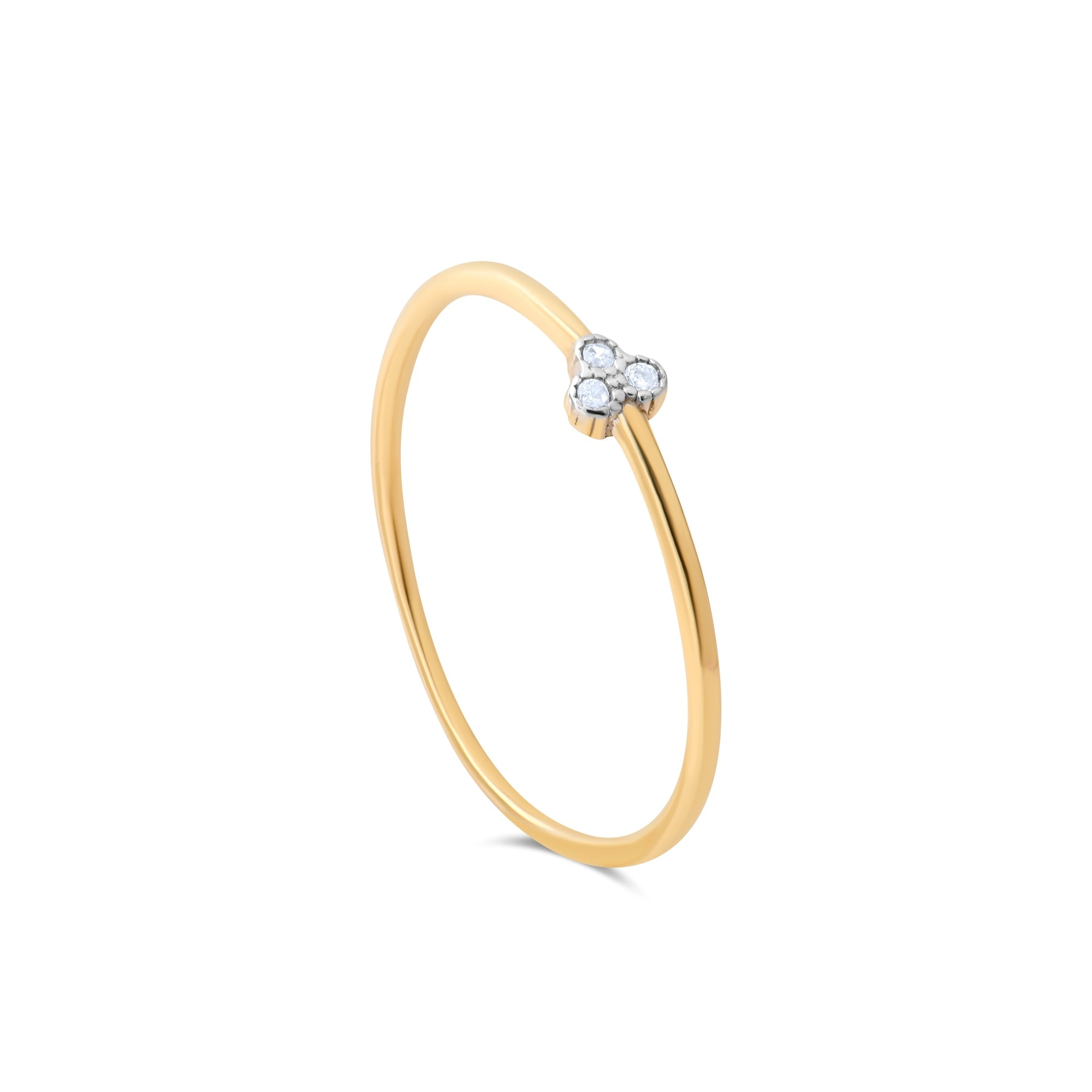 14ct Gold Trio CZ Ring – Size O - Kolié Fine Jewellery