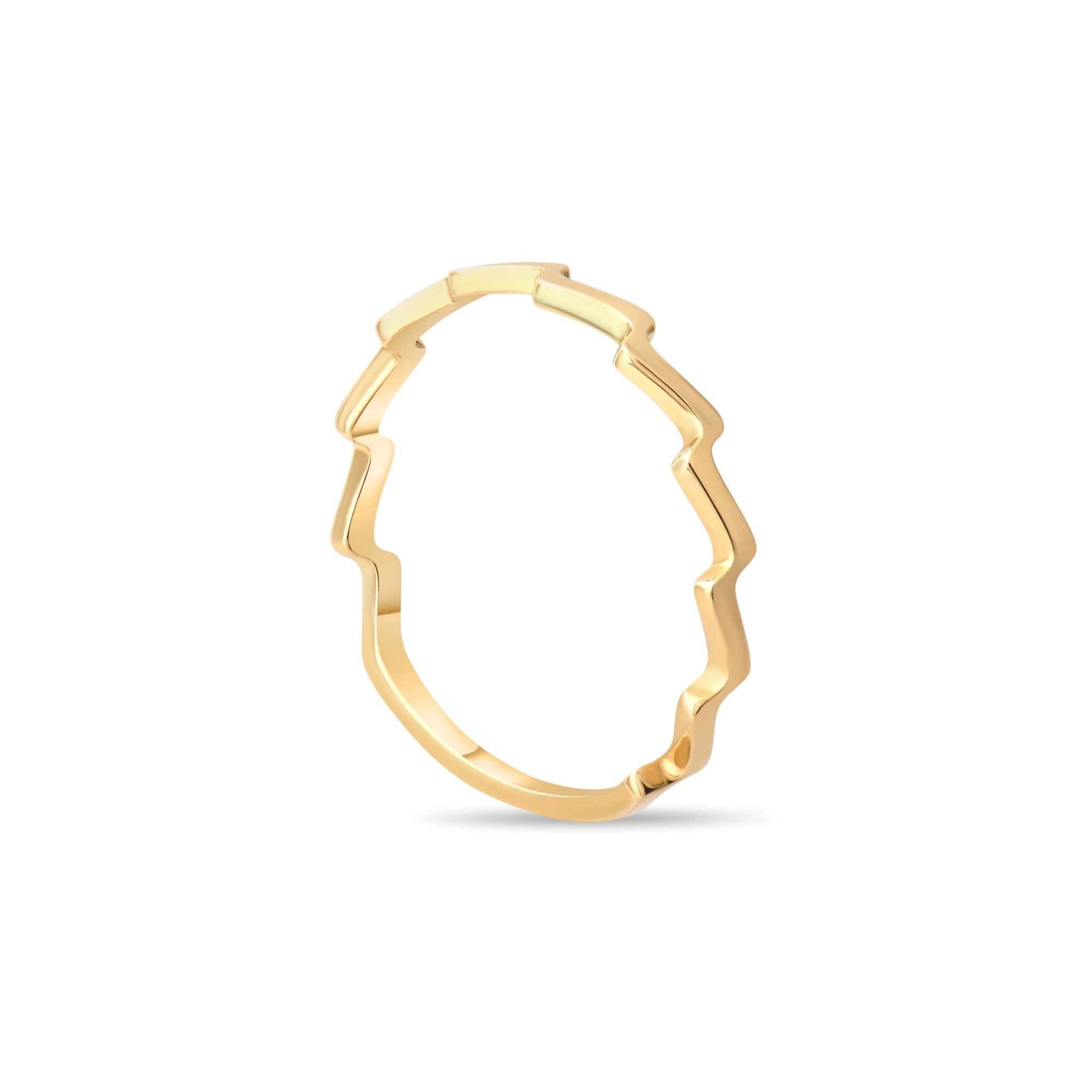 14ct Gold Wavy Outline Zigzag Ring - Kolié Fine Jewellery