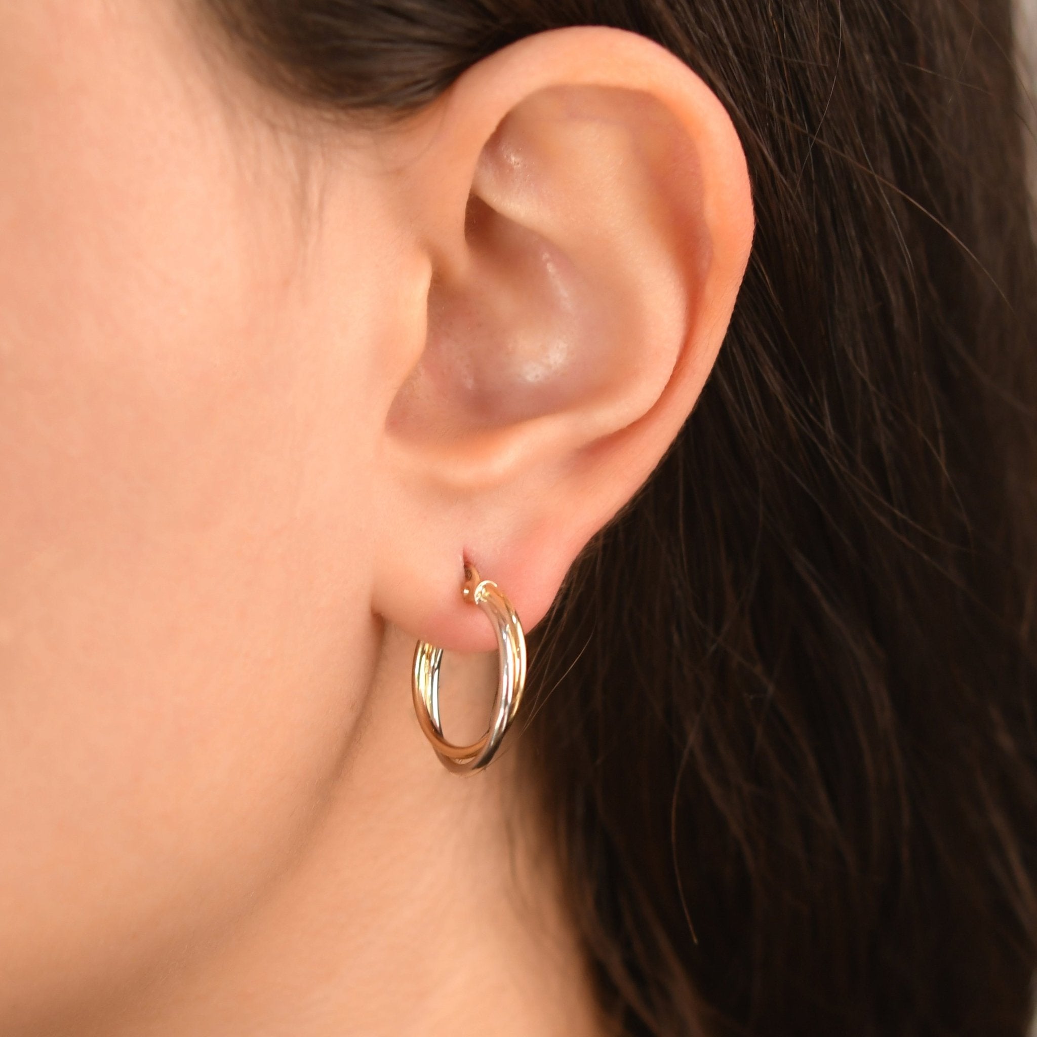 14ct Yellow and White Gold Hoop Earrings for Women | Two - Tone Gold Hoops | Gift for Her - Kolié