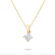 9ct Gold Cubic Zirconia Solitaire Pendant – Classic Necklace Charm, Ideal Gift for Her | Pendant Only - Kolié