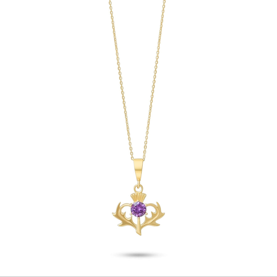 9ct Gold Thistle Pendant with Cubic Zirconia – Fine Scottish Jewellery - Kolié