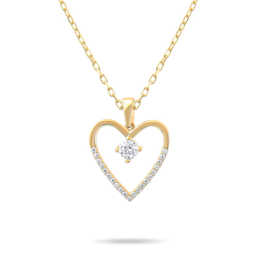 Elegant Heart 9ct Gold Zirconia Pendant - Perfect Gift for Romance | Pendant Only - Kolié