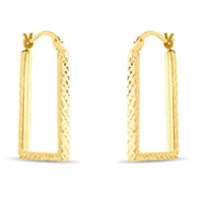 Kolié 9ct Solid Gold Textured Square Hoop Earrings - Kolié