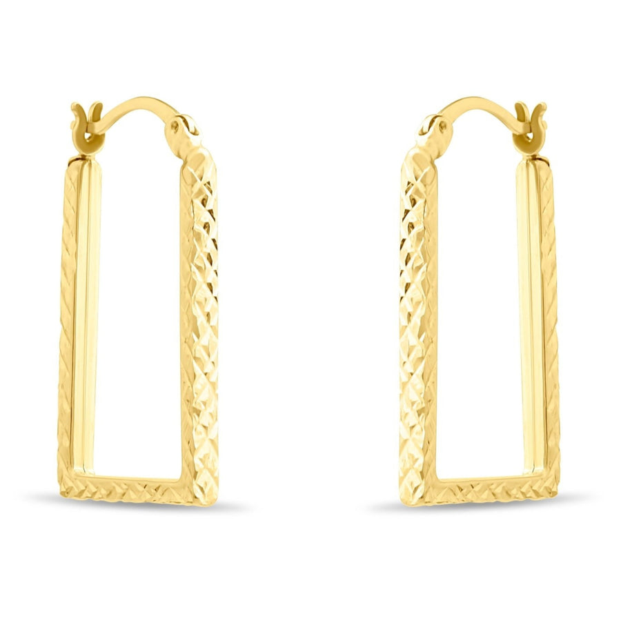 Kolié 9ct Solid Gold Textured Square Hoop Earrings - Kolié
