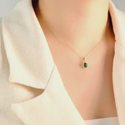 14ct Gold Oval Emerald Green Pendant - Pendant Only