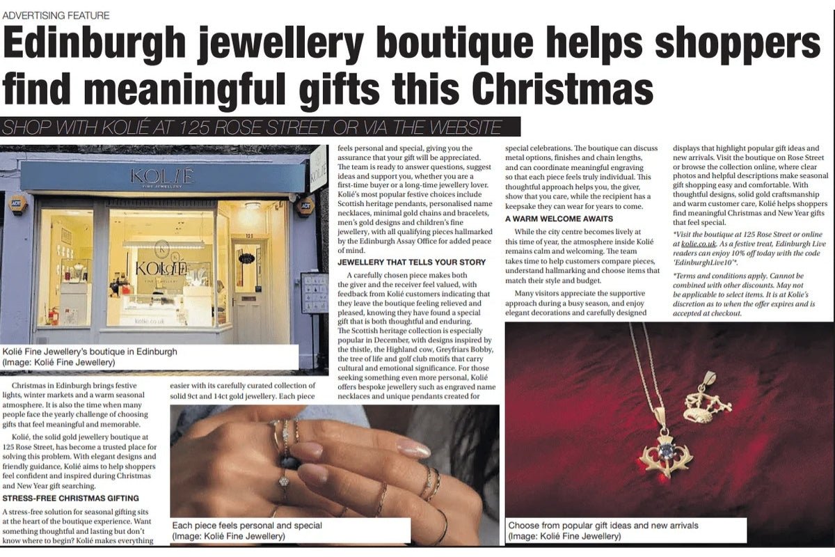 Kolié Fine Jewellery featured on Edinburgh Live - Kolié Fine Jewellery