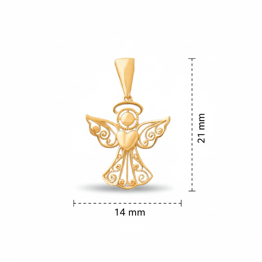 14ct Gold Angel Pendant – Detailed Guardian Angel - Pendant Only - Kolié Fine Jewellery