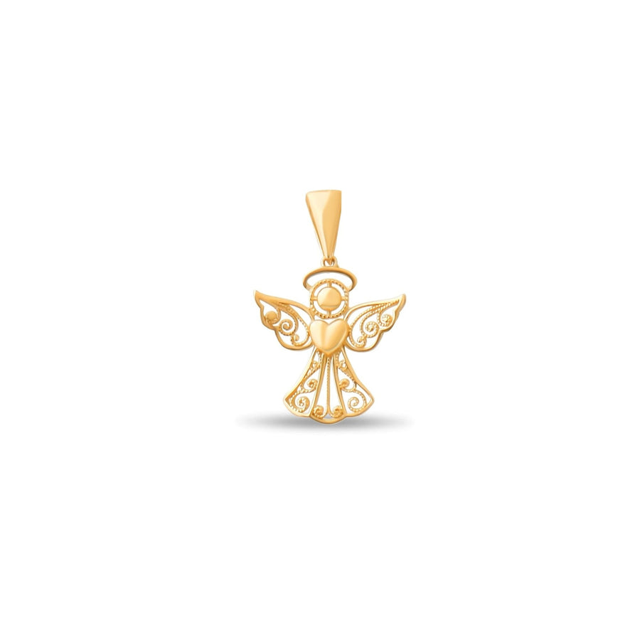 14ct Gold Angel Pendant – Detailed Guardian Angel - Pendant Only - Kolié