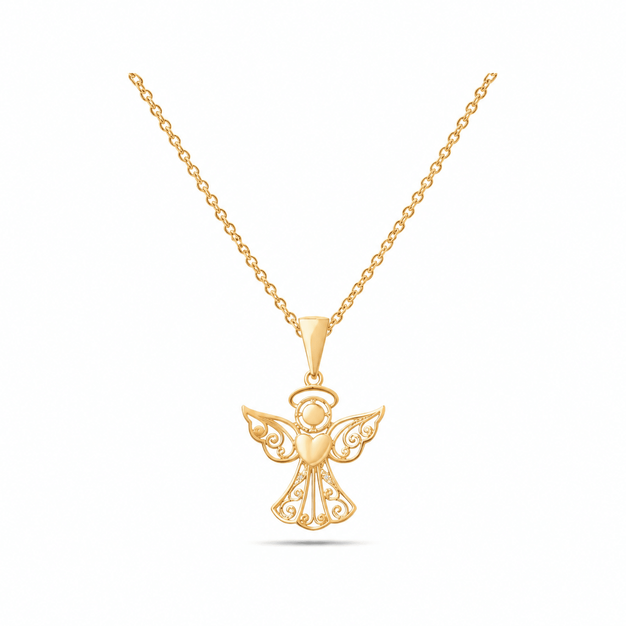 14ct Gold Angel Pendant – Detailed Guardian Angel - Pendant Only - Kolié Fine Jewellery