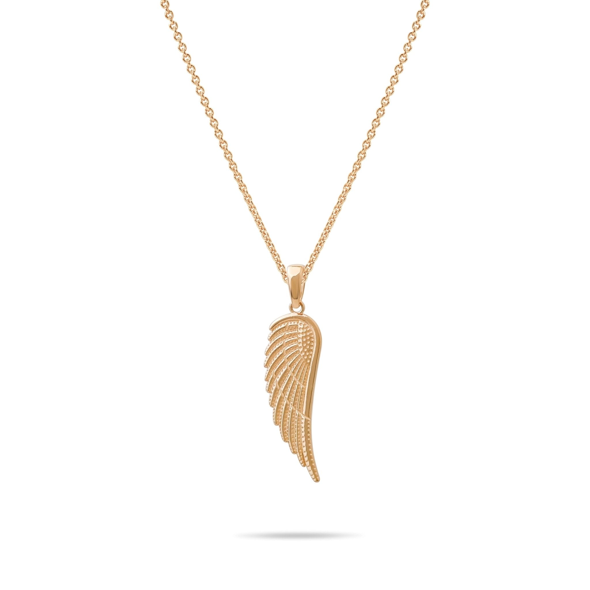 14ct Gold Angel Wing Pendant – Large Yellow Gold Jewellery, Statement Charm, Hallmarked, Gift for Women - Pendant Only - Kolié