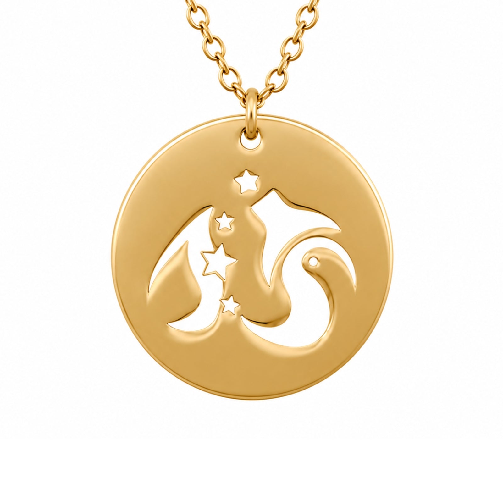 14ct Gold Aquarius Necklace, Zodiac Star Sign Pendant, Hallmarked Chain Included - Kolié Fine Jewellery