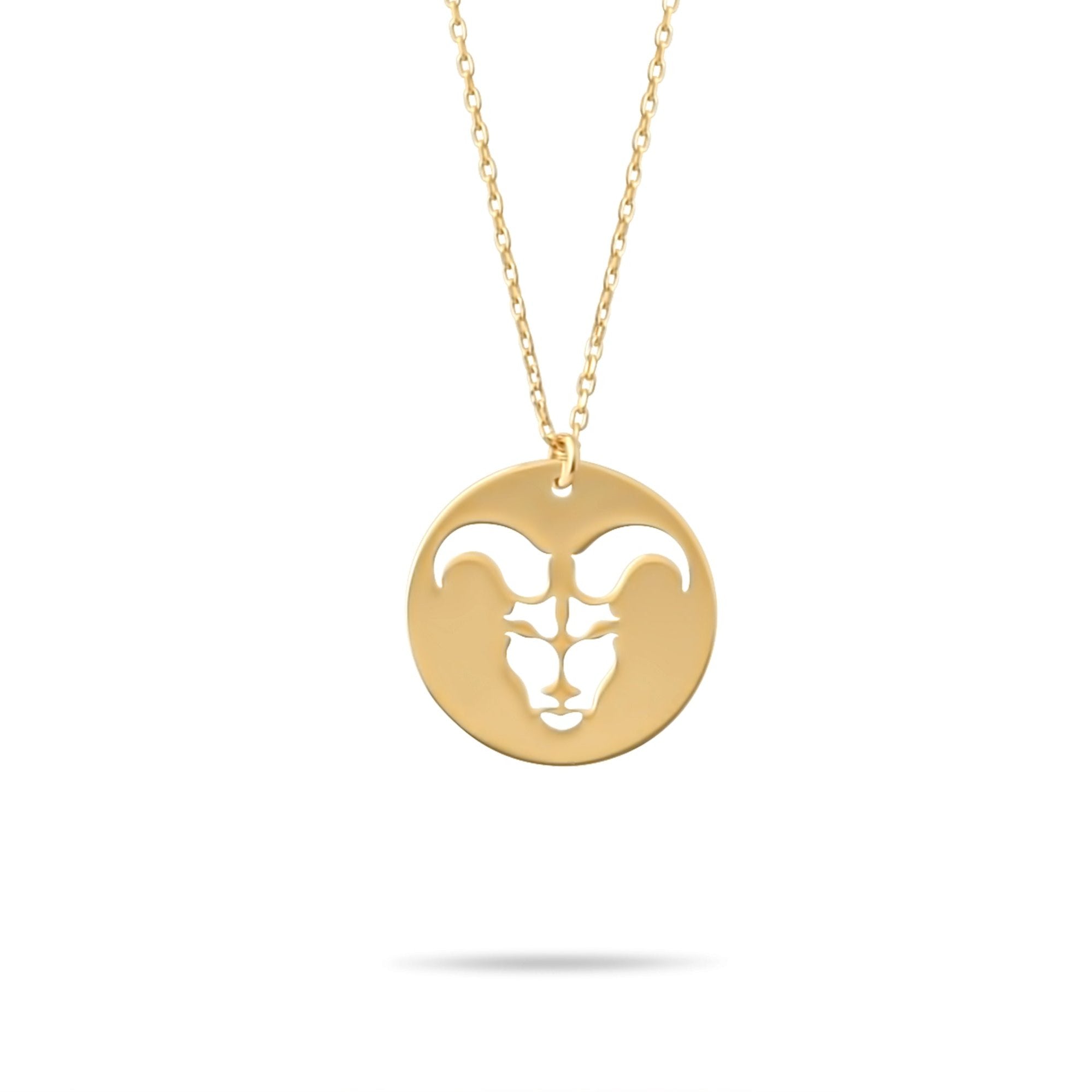 14ct Gold Aries Zodiac Pendant Necklace with Chain | Astrology Birthday Jewellery for Women & Teens | Hallmarked Gift - Kolié