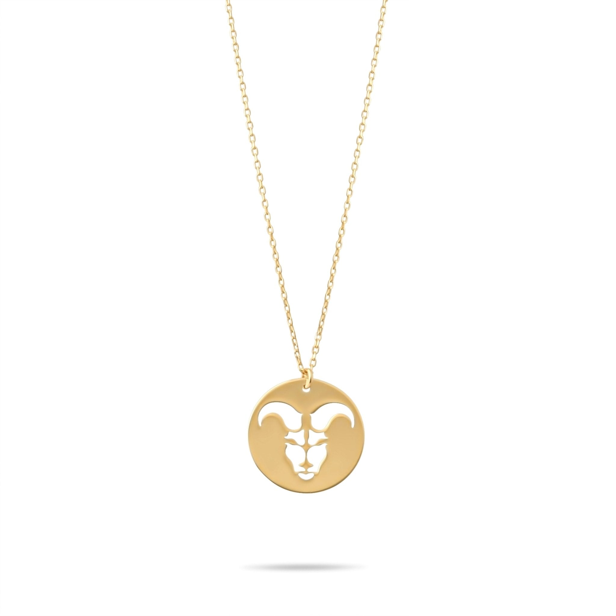 14ct Gold Aries Zodiac Pendant Necklace with Chain | Astrology Birthday Jewellery for Women & Teens | Hallmarked Gift - Kolié