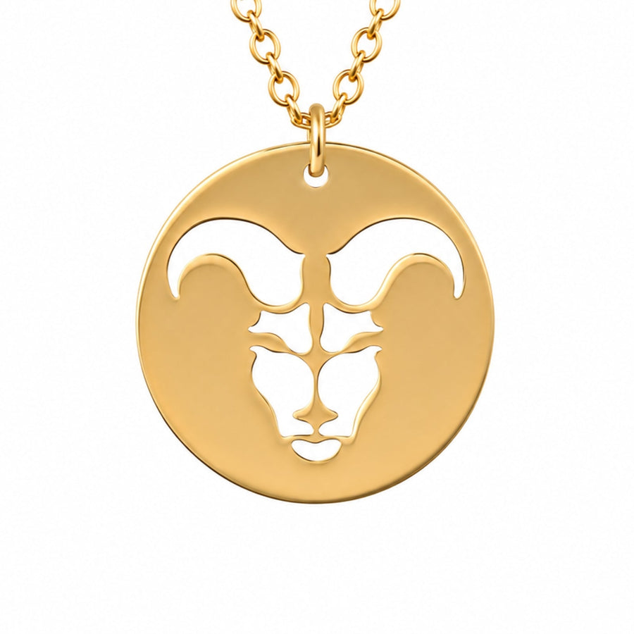 14ct Gold Aries Zodiac Pendant Necklace with Chain - Kolié Fine Jewellery