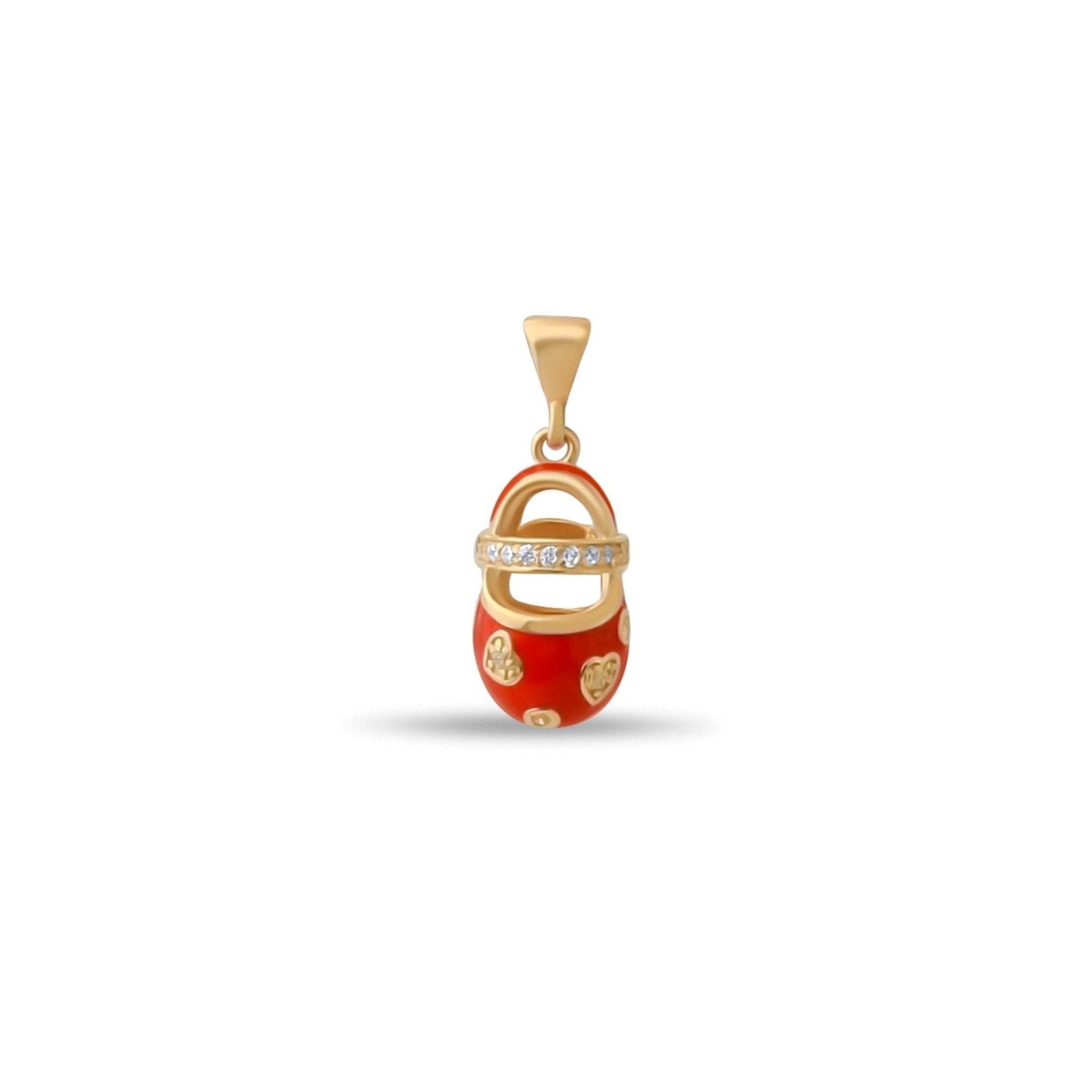 14ct Gold Baby Shoe Pendant for Girls | Red Enamel Charm | Adorable Gift|Pendant Only - Kolié