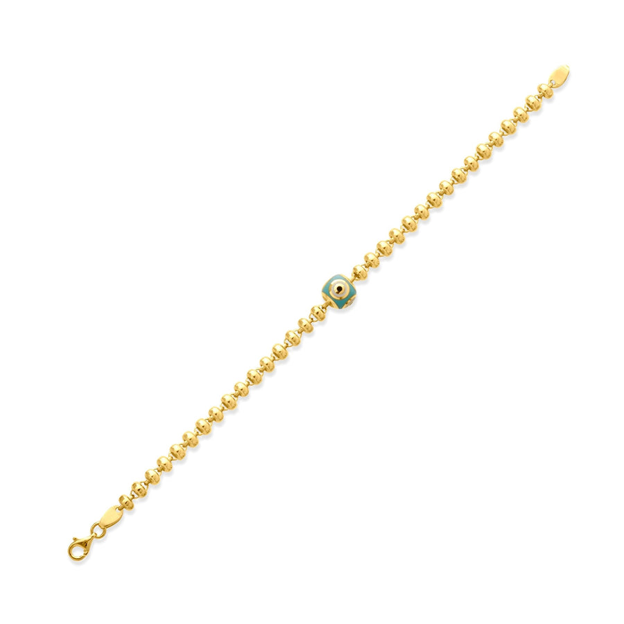 14ct Gold Beaded Evil Eye Bracelet - Kolié Fine Jewellery