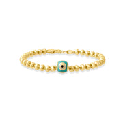 14ct Gold Beaded Evil Eye Bracelet - Kolié Fine Jewellery