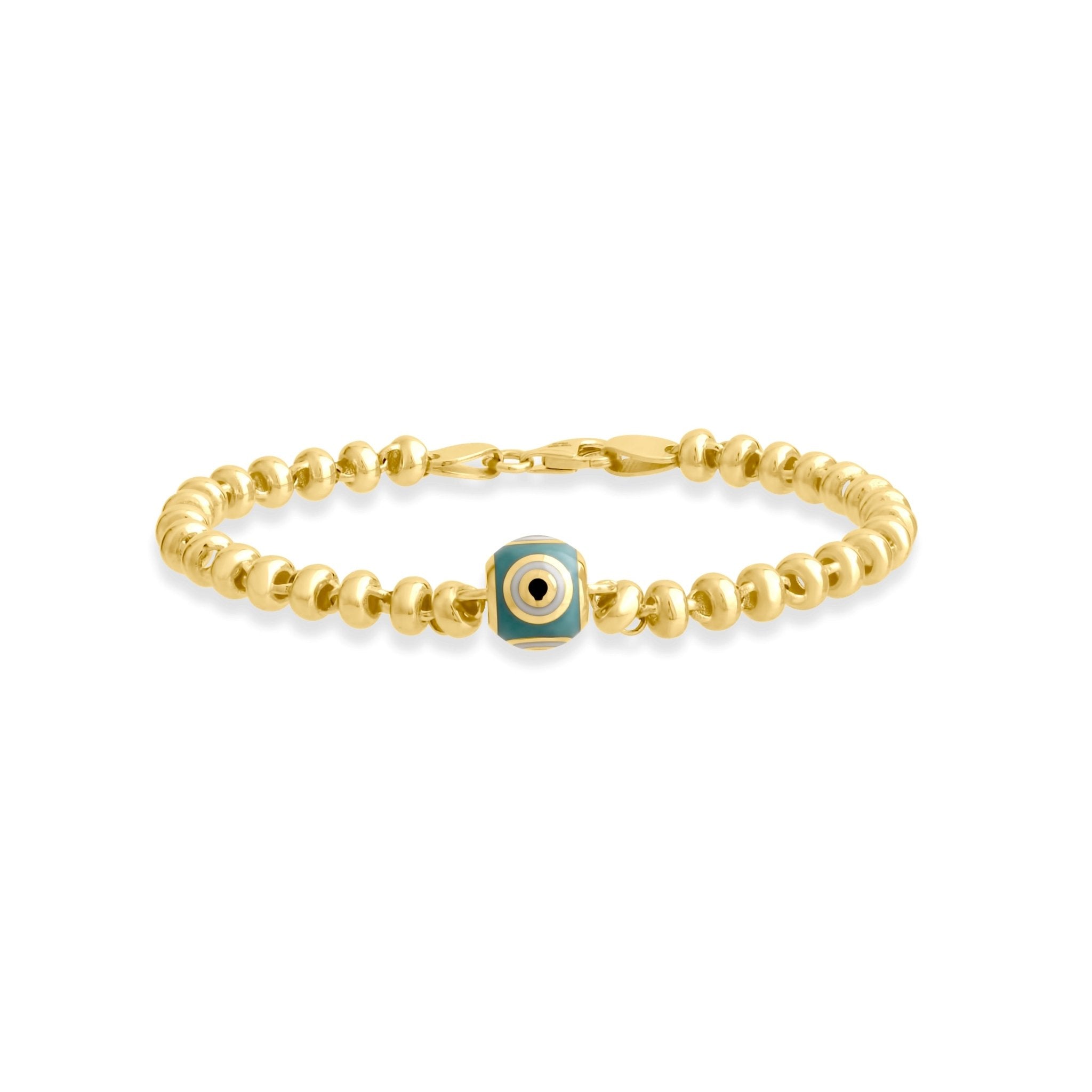 14ct Gold Beaded Evil Eye Bracelet - Kolié Fine Jewellery