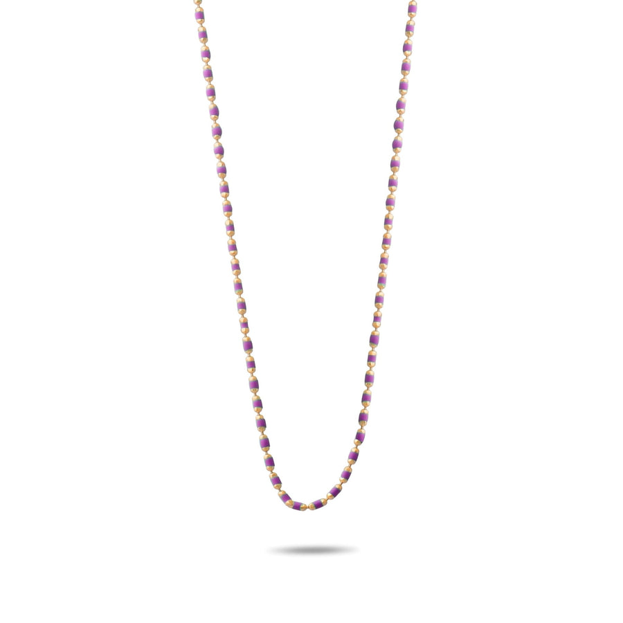 14ct Gold Beaded Necklace with Colour Variants | Red, Green, Blue, and Purple Gemstones - Kolié