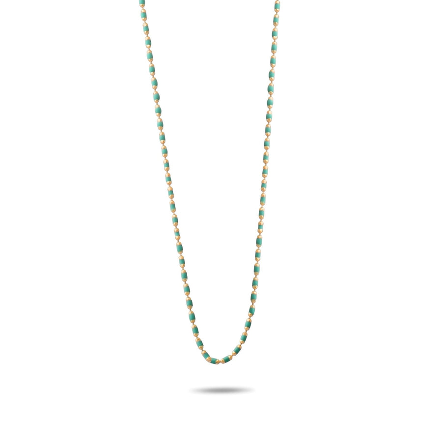 14ct Gold Beaded Necklace with Colour Variants | Red, Green, Blue, and Purple Gemstones - Kolié