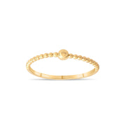 14ct Gold Beaded Ring with Centre Bead – Size M - Kolié Fine Jewellery