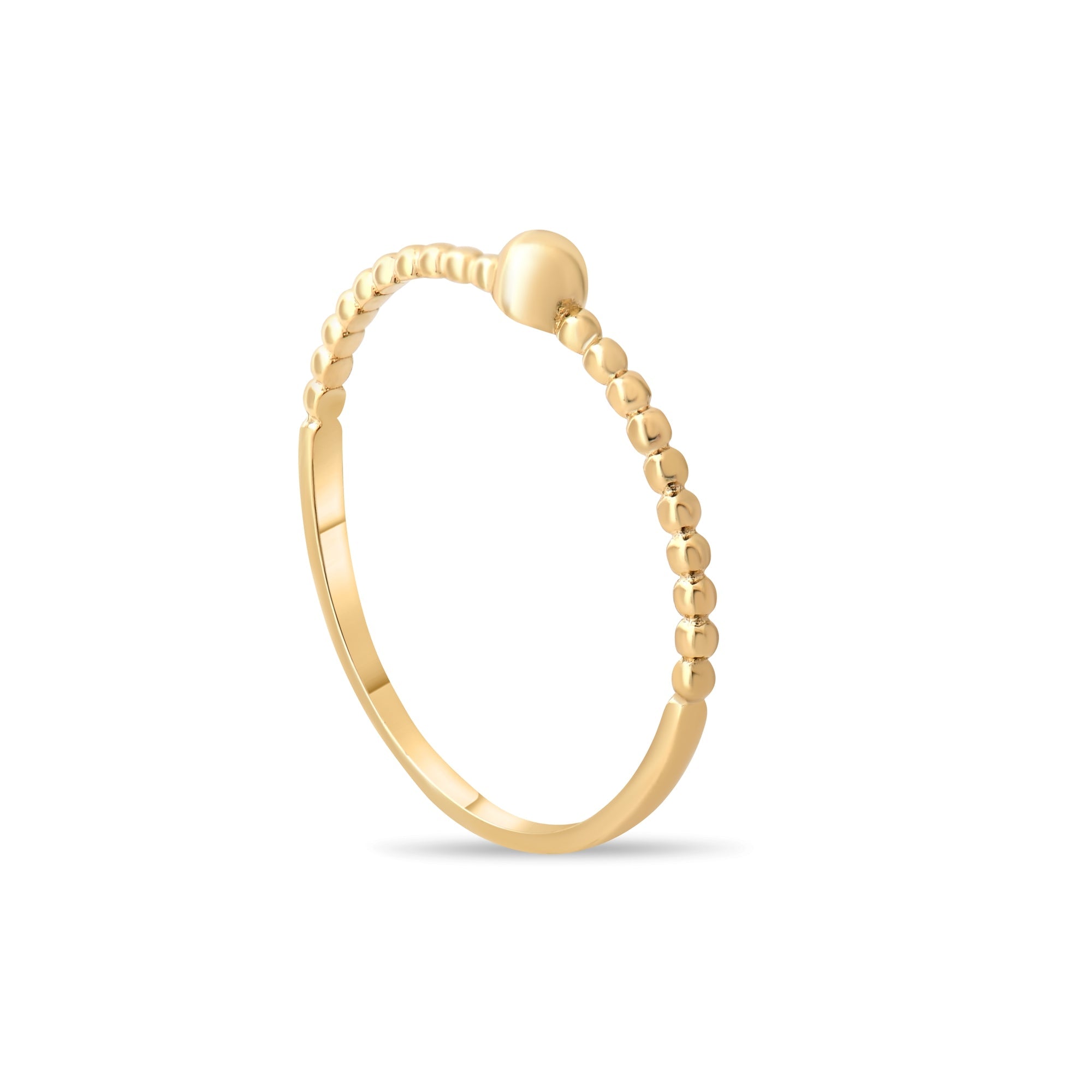 14ct Gold Beaded Ring with Centre Bead – Size M - Kolié Fine Jewellery