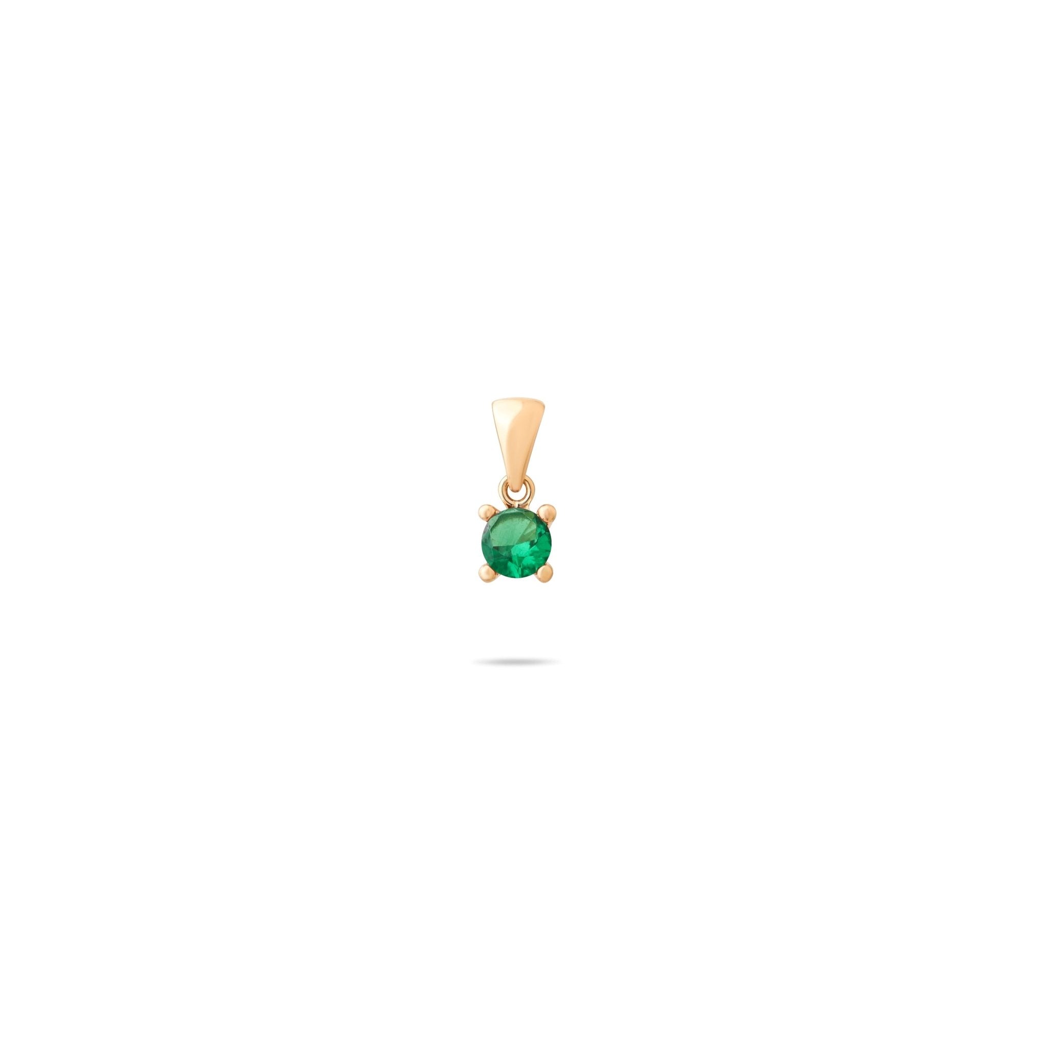 14ct Gold Birthstone Pendant Necklace, Tiny Cubic Zirconia Charm, Personalised Gift for Her - Kolié