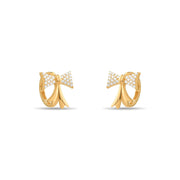 14ct Gold Bow Hoop Earrings with Cubic Zirconia, Dainty Bow Earrings for Women, Elegant and Feminine Jewellery, Gift for Her - Kolié