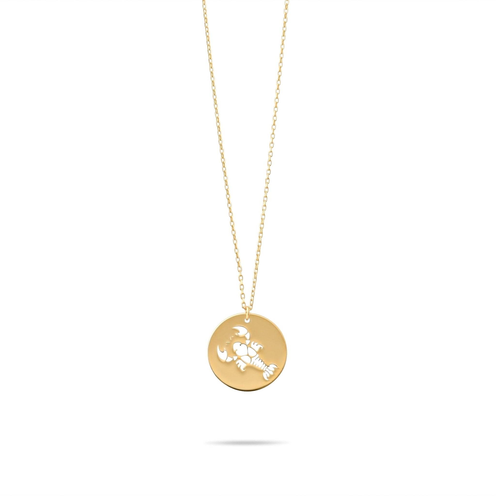 14ct Gold Cancer Zodiac Pendant Necklace with Chain | Astrology Birthday Jewellery for Women & Teens | Hallmarked Gift - Kolié