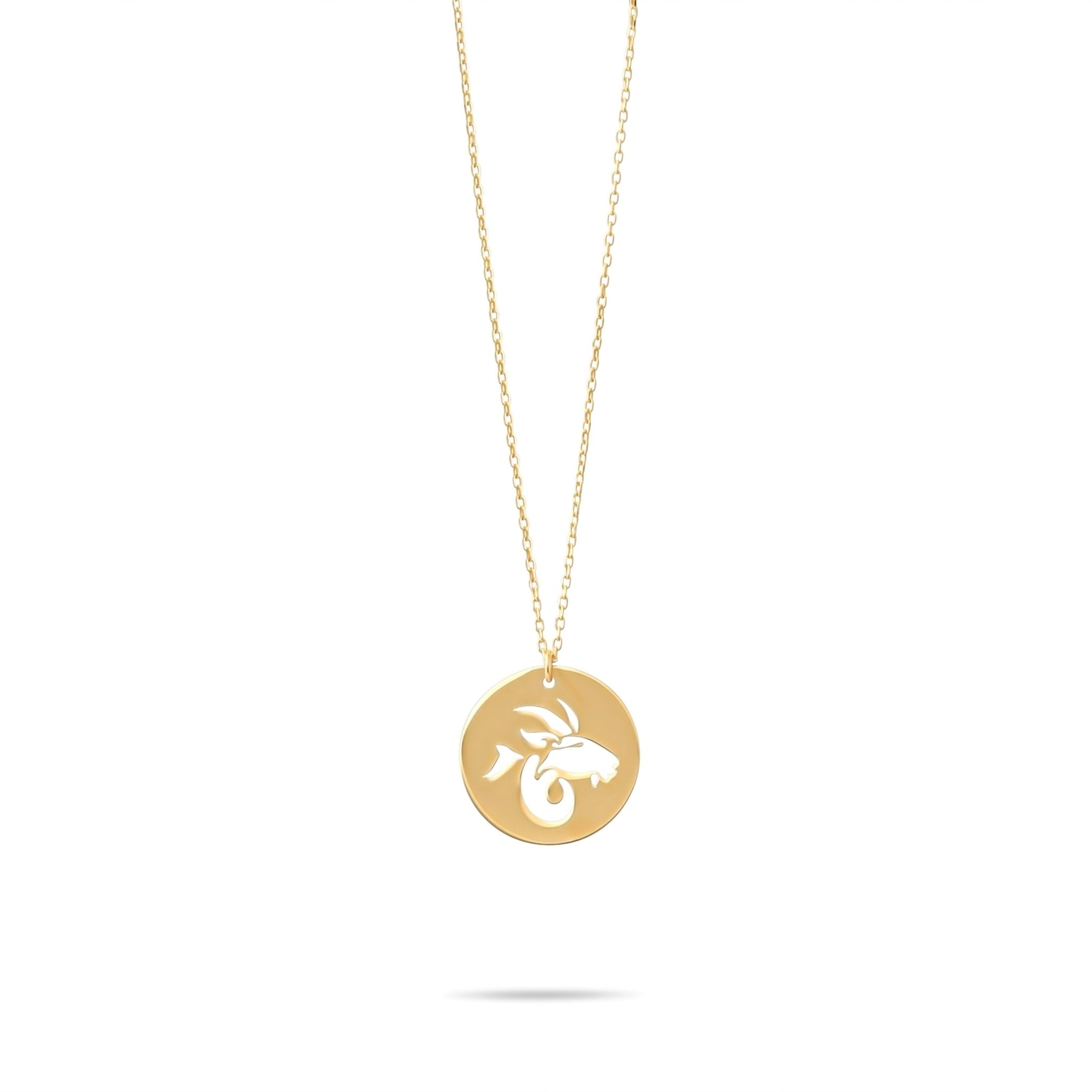 14ct Gold Capricorn Zodiac Pendant Necklace with Chain | Astrology Birthday Jewellery for Women & Teens | Hallmarked Gift - Kolié