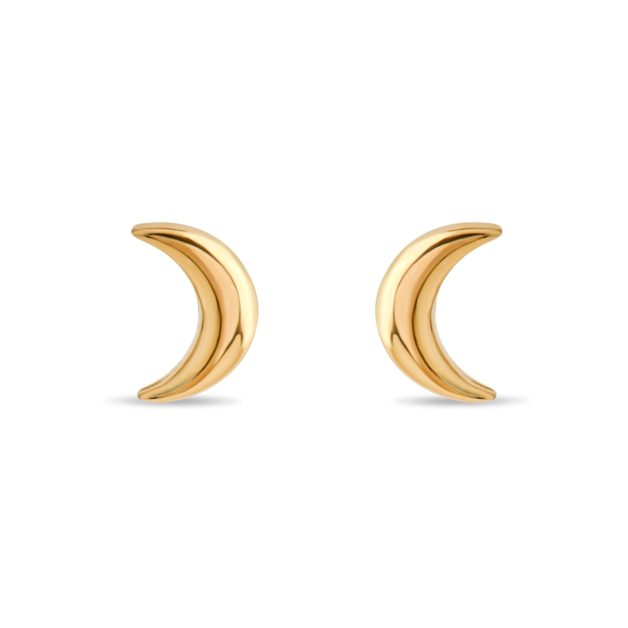 14ct Gold Crescent Moon Stud Earrings | Dainty Lunar Studs | Kolié - Kolié Fine Jewellery