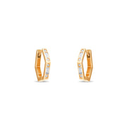 14ct Gold Cubic Zirconia Hexagon Hoop Earrings for Women | Minimalist Geometric Gold Huggie Hoops | Dainty Everyday Jewellery Gift - Kolié