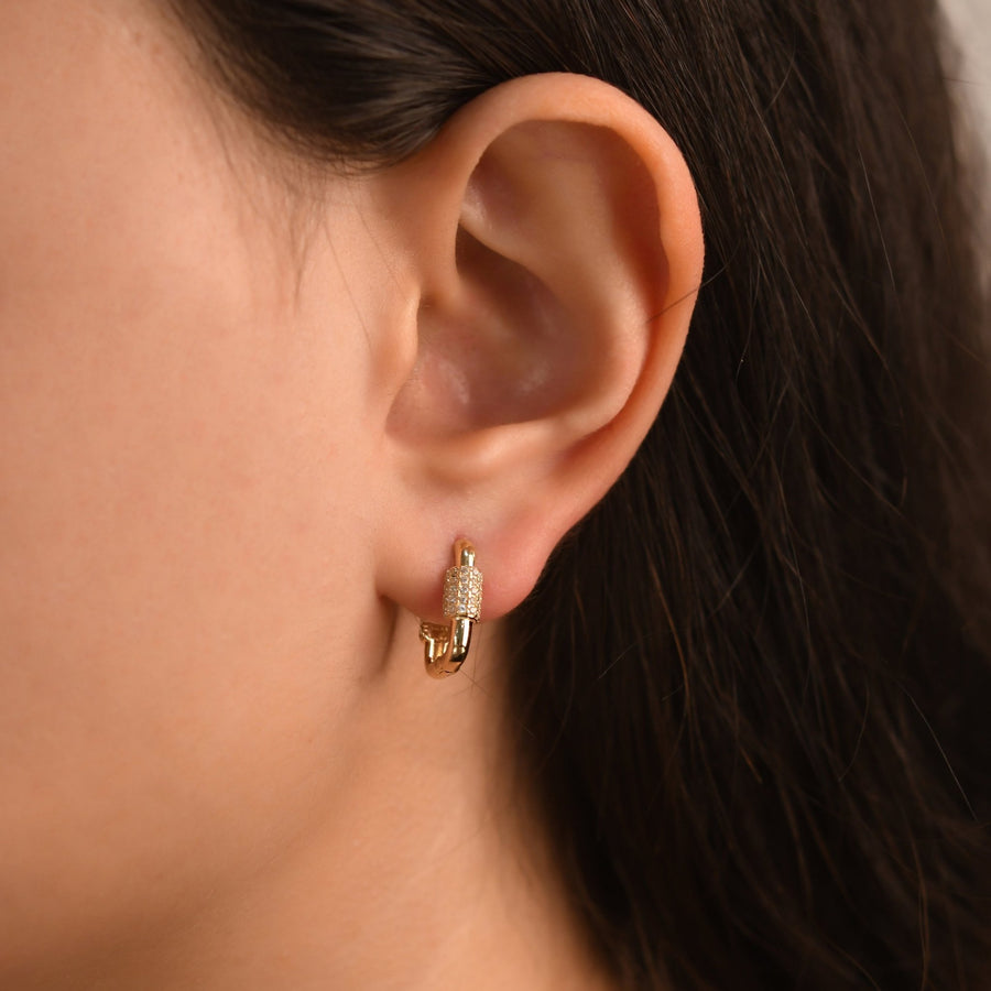 14ct Gold Cubic Zirconia Hoop Earrings, Dainty Modern Hoops for Women, Elegant Everyday Jewellery, Gift for Her - Kolié