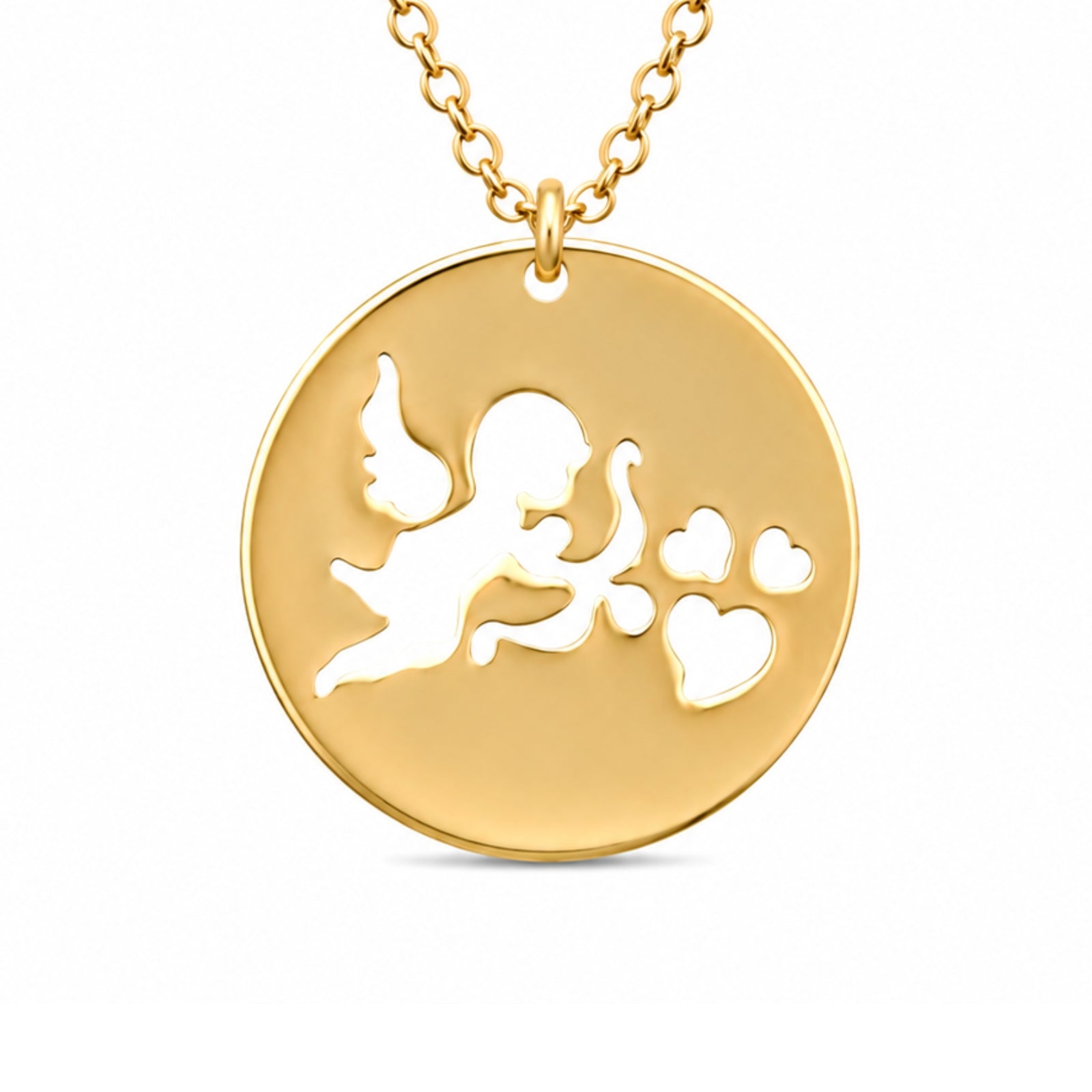 14ct Gold Cupid Pendant Necklace - Kolié Fine Jewellery