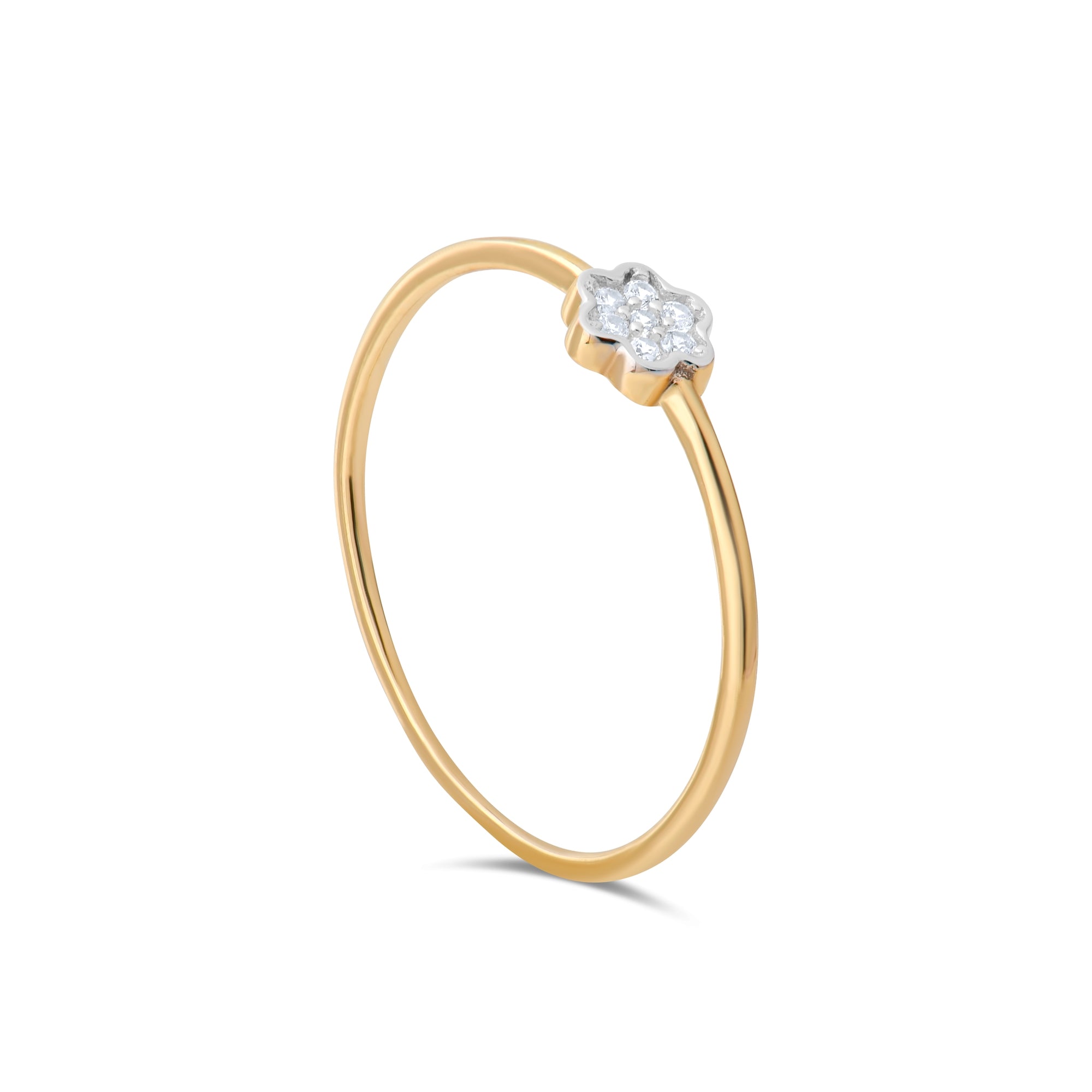 14ct Gold CZ Flower Ring - Kolié Fine Jewellery