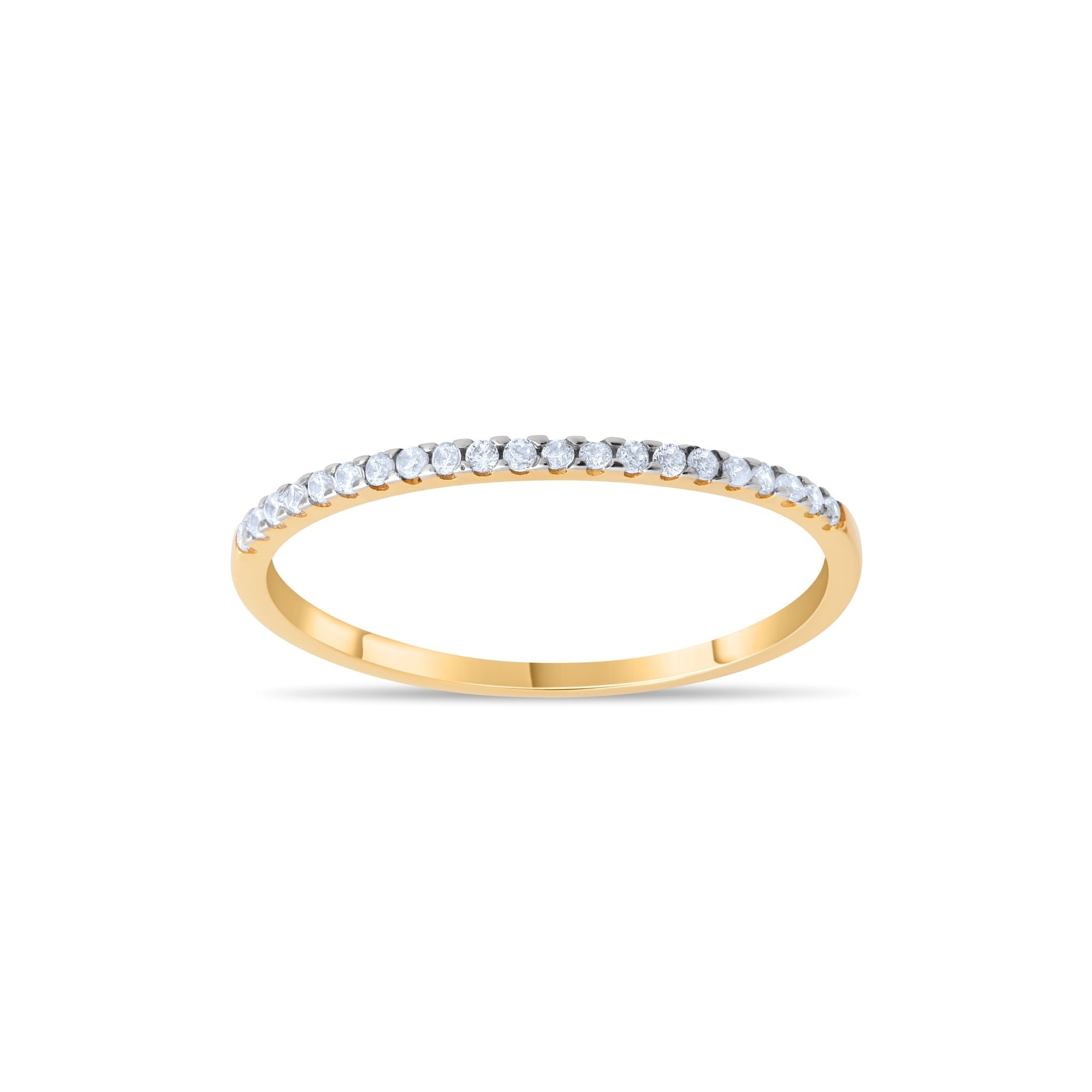 14ct Gold CZ Half Eternity Ring – Size R - Kolié Fine Jewellery