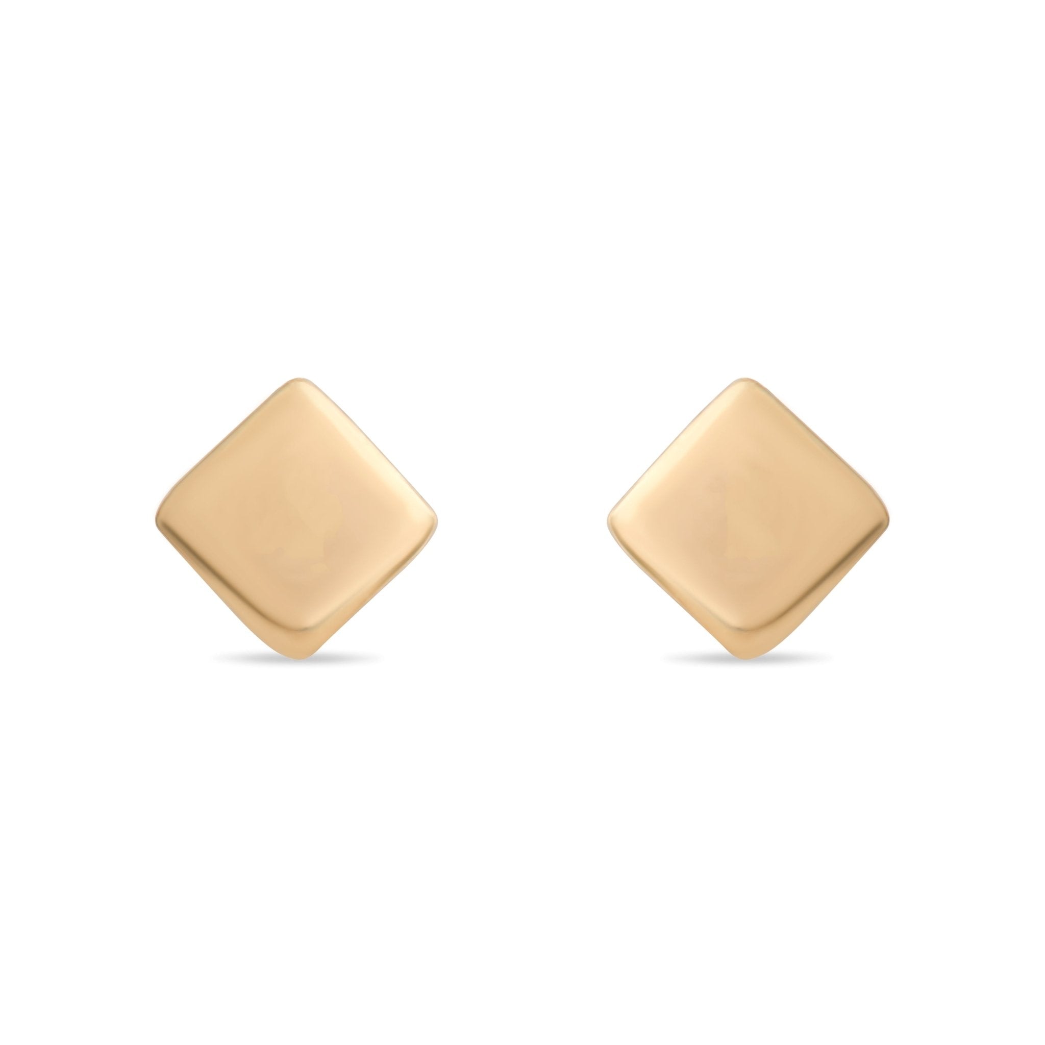 14ct Gold Diamond Shape Stud Earrings | Geometric Minimalist Studs | Kolié - Kolié Fine Jewellery
